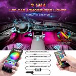 Car LED Strip Light, Wsiiroon Newest Style Remote and APP Control Car Interior Lights, Upgrated 16 Fixed Colors, Infinite DIY Colors, New Type Lamp Strip, Sound Active Function(DC 12V)