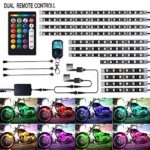 12Pcs Motorcycle LED Light Kit Strips Multi-Color Accent Glow Neon Ground Effect Atmosphere Lights Lamp with Wireless Remote Controller for Harley Davidson Honda Kawasaki Suzuki (Pack of 12)