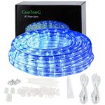 GuoTonG 50ft/15m Plugin Rope Lights, 540 Flexible Blue LEDs, 110V, 2 Wires, Waterproof, Connectable, Power Plug Built-in Fuse Design, Indoor/Outdoor Use, Ideal for Backyards, Decorative Lighting