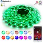 LED Strip Lights Bluetooth Smartphone APP Controlled Sync to Music 32.8ft (10m) RGB 300 LEDs 5050 Flexible Color Changing Light Full Kit with 12V 5A Power Supply for iPhone Android