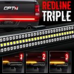 OPT7 48″ Redline Triple LED Tailgate Light Bar w/Sequential Amber Turn Signal – 788 LED Solid Beam – Weatherproof No Drill Install – Full Function Reverse Brake Running 2yr Warranty