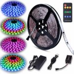 Music LED Strip Lights, Rainbow Colors LED Lights Strip with RF Remote RGB LED Strip Rope Lights Chase Effect Waterproof Color Changing LED Strip 12V Powered,5M/16.54