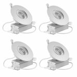 (4 Pack) NickLED 4 inches led gimbal Downlights-Directional Adjustable, 12W Dimmable LED Retrofit Recessed Lighting Fixture with IC Rated Junction box,1100lm(100W Replacement) 5000K-Nature White,120V