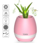 JULED Music Flowerpot, Touch Plant Piano Music Playing Flowerpot Smart Multi-color LED Light Round Plant Pots Bluetooth Wireless Speaker whitout Plants (Pink)