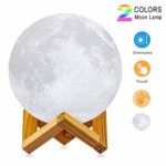 Moon Lamp, 3D Printing LED Night Light Lunar Moon Light with Stand and Warm & Cool Two Colors and Dimmable & USB Rechargeable for Baby Kids Lover Birthday Christmas Gifts(Diameter 4.7 inch)