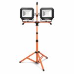 Tacklife 10000 Lumen Tripod LED Work Light with Two-Head Total 100W Work Lights, Metal Telescopic Tripod Stand, Rotating Waterproof Lamps and 16.5 Ft AC Power Cord