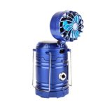 Iusun Outdoor Solar LED Light Rechargeable Multi-Function Camping Garden Lantern Light Fan (Blue)