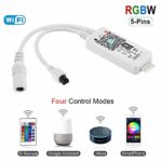 HaoDeng WiFi Wireless LED Smart Controller Alexa Google Home IFTTT Compatible,Working with Android,iOS System,RGBW Strip Lights DC 12V 24V(No Power Adapter Included)