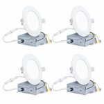 Hykolity 12W 4 Inch LED Slim Recessed Ceiling Light, 720lm, CRI90, 3000K Warm White, Low Profile Downlight with Junction Box Dimmable, ETL& Energy Star Listed 4 Pack