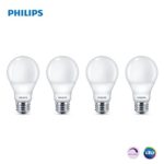 Phillips LED Dimmable A19 Light Bulb with Warm Glow Effect 800-Lumen, 2200-2700 Kelvin, 9.5-Watt (60-Watt Equivalent), E26 Base, Frosted, Soft White, 4-Pack