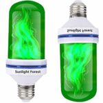 Sunlight Forest – Green LED Flame Effect Light Bulb – 4 Modes with Upside Down 108 Pcs 2835 E26 E27 Beads LED Flame Bulb for Christmas Gift Atmosphere Holiday Hotel Party Decorative (2PACK)