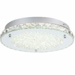 Auffel LED Ceiling Light,Modern Minimalist K9 Crystal+Glass+Stainless Steel Flush Mount Light Fixture,2640ML 4000K Daylight White,13-Inch Dimmable Chandelier Lighting for Hallway,Kitchen,Bathroom