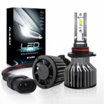 9005 LED Headlight Bulbs HB3 – KASO All-in-One Mini Design Headlight Kit 10000Lm 72W/Set 6000K Cool White Highly Waterproof 3 Yr Warranty (HB3 (9005))