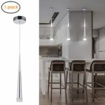 Harchee Mini Modern Pendant Light in Silver Brushed Finish with Acrylic Shade, Adjustable LED Cone Pendant Lighting for Kitchen Island, Dining Rooms, Living Room, Bar, 6W, Daylight White 6000K