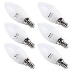 E12 Bulb Candelabra LED Bulbs, Acaxin E12 Light Bulb 60W Equivalent LED Chandelier Bulbs, 6W Warm White 2700K,600 Lumen, E12 LED Bulbs for Ceiling Fan,Non-Dimmable,6 Pack