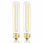 Hizashi 8W E26 T30(T10) LED Bulbs, Tubular Vintage Filament Light Bulbs, Dimmable, 75W Equivalent, 750LM E26 Medium Base Edison Style 7″ Long Bulb, 5000K Daylight White, UL Listed – 2 Pack