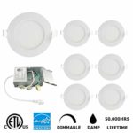 INCARLED 4Inch 9W 750LM LED Recessed Ultra Thin Downlight，Dimmable Airtight Ceiling Light Kit with Junction Box (6 Pack) (Natural White /4000K)