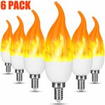 LED Flame Effect Light Bulb,E12 2W Flickering Flame Light Bulbs,Warm White Flame Candelabra Bulb for Christmas Decorations/Party/Home (6Pack)