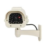Fake Security Camera, Best Outdoor Security Camera System, Features Dummy Security Camera, Solar Powered & LED Light, Includes 2 Rechargeable AA Batteries, Satisfaction Guarantee (Off-White).