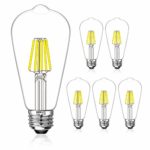 LED Edison Light Bulbs 60W Equivalent Halogen Replacement Dimmable E26 Base Vintage Filament Pendant Light Bulbs 5000K Daylight White 6W Antique Commercial Island Light Bulbs 600lm 6 Pack by COOWOO