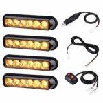 AT-HAIHAN 4 in 1 Amber Surface Mount Grill Light Head, 6W Bright LED Mini Strobe Lightbar for POV, Utility Vehicle, Construction Vehicle and Tow Truck Van