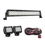 Nilight 4333221370 22Inch 120W Spot Flood Combo Led Light Bar 2PCS 4Inch 18W Flood LED Pods Fog Lights with 16AWG Wiring Harness Kit-2 Leads,2 Years Warranty