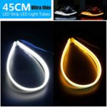 45CM Ultrathin LED Strip Lights DRL Daytime Running Headlight White-Amber Dual Color 2pcs Waterproof Flexible LED Tube Side Signal Light (45CM)