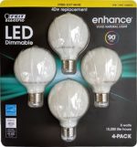 Feit Enhance 90+ CRI 40W Replacement Dimmable 2700K Soft White G25 Globe LED Light Bulbs, 4-Pack