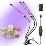 Grow Light, LED Grow Lights for Indoor Plants Full Spectrum CREATESTAR Grow Lamp 27W 54led COB Bulbs with Timer, 3-Head Divide Control Adjustable Gooseneck, 5 Dimmable Levels