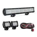 Nilight ZH002 20Inch 126W Flood Combo Road Light Bar 2PCS 18w 4Inch Spot LED Pods with 16AWG Wiring Harness Kit-2 Lead, 2 Years Warranty
