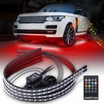 AMBOTHER Car Neon Underglow Lights Waterproof RGB LED Strip Light Multi-colored Underbody Exterior Lighting Kit with Music Mode, Wireless Remote Control, Adjustable Brightness, DC 10V -15V, 4 Pcs