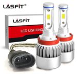 LASFIT H11/H8/H9/H16 LED Headlight Bulbs Crystal White 7600LM 6000K 60W LED Conversion Kits Halogen LED Replacement for High Beam/Low Beam/Fog Light All in One Design LED Bulbs-Plug & Play (2pcs)