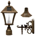 Gama Sonic Baytown Solar Outdoor Lamp GS-106FPW-WB – Pole/ Pier/ Wall Mount Kit – Weathered Bronze Finish