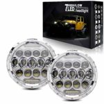 AUSI 7″ Pair DOT Approved Round 75W Chormed Led Headlights Hi/Lo Beam With Daytime Running Light compatible with 1997-2017 Jeep Wrangler JK JKU TJ LJ CJ Rubicon Sahara Hummer H1 H2 Dodge Toyota