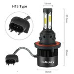 INFITARY LED Headlight Bulbs H13 Conversion Kits High/Low Beam Auto Headlamp Dual Beam Car Headlight 72W 6500K Cool White 8000LM Extremely Super Bright COB Chips 3 Years Warranty (Black, H13/9008)