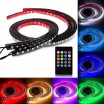 SOCAL-LED 4x Car LED Strip Lights RGB 8 Color LED Underglow Kit Underbody Accent Light, Wireless Remote Control, Sound Activated, 36″ & 48″ Strips