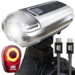 BLITZU Gator 390 USB Rechargeable LED Bike Light Set, Bicycle Headlight Front & Free Rear Back Tail Light. Waterproof, Easy to Install for Kids Men Women Road Cycling Safety Commuter Flashlight White