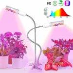 LED Grow Light for Indoor Plant, Relassy 45W Upgraded Full Spectrum Grow Lamp, Dual Head Gooseneck Plant Ligh with Replaceable Bulb,Double Switch, Professional for Seedling Growing Blooming Fruiting