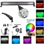 Night Break Light Curved 32″ 180W 5D RGB Led Light Bar 5D Optics18000LM Combo Beam Many Colors Changing by Bluetooth APP Control for Offroad ATV Jeep Truck Warning Strobe Light bar Free Wire Harness