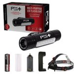 PeakPlus LED Flashlight CFX1000 with Magnet, LED Lantern, Head Flashlight – Flashlights High Lumens, Water Resistant, 3 Modes Small Flashlight with 18650 Rechargeable Battery, Charger and Belt Clip