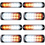 Combo Amber White 4X 12-LED 4pcs 6-LED Car Tow Truck Emergency Warning Beacon Plow Safety Strobe Light Bar