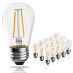 BANORD (15 Pack) LED S14 Filament Glass Bulbs 2W, 2700K (Warm White), 200 lumens, Vintage Edison Great for String Lights, Commercial Lighting, Patio, Wedding, Events