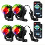 Litake Party Lights Disco Ball Strobe Light Disco Lights, 7 Colors Sound Activated Stage Light with Remote Control for Festival Bar Club Party Wedding Show Home-4 Pack