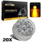 Partsam 20) 2in. Round Side Marker LED Truck Lights Clearance 9 Diodes Reflector Trailer, Sealed Clear/Amber 2″ Round LED Trailer Side Marker Lights, Miro-Reflex faceted reflector design