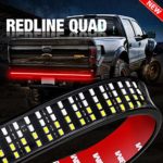 Tailgate Light Bar, DJI 4X4 60” QUAD Row Truck Bed Light Strip with Red Trun Singal, Brake, Reverse, Double Flash Light, Amber/Red/White for Dodge Ford F150 Chevy Pickup RV VAN- 2 Yr Warranty