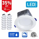 OSTWIN 4 inch J Box IC Rated LED Ceiling Recessed Downlight Kit With Junction box, Baffle Trim, Dimmable Air Tight, 10W (50Watt Repl) 4000K Bright Light, 725 Lm. No Can Needed (12 Pack) ETL Listed