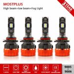 MOSTPLUS 8000 Lumens 80W/Pair-9005+9006 All-in-One LED-TX1860 Chip Really Focused Headlight Bulbs Super Mini Conversion Kit Xenon White Three Years Warranty (2 Pairs)