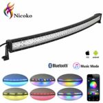 Led Light Bar, Nicoko 52 inch 300W Curved RGB Multicolor Chasing Off-road Light Bar Bluetooth App Controlled Combo Beam IP 67 Waterproof for Off-road Vehicle, ATV, SUV, UTV, 4WD, Jeep, Boat