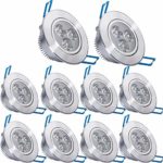 Pack of 10,Pocketman 110V 3W LED Ceiling Light Downlight,Cool White Spotlight Lamp Recessed Lighting Fixture,with LED Driver