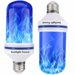 Sunlight Forest – Blue LED Flame Effect Light Bulb – E26 E27 4 Modes with Upside Down Effect Simulated Atmosphere Lighting for Christmas Gift Lights Outdoor Indoor Hotel Party Decoration (2PACK)